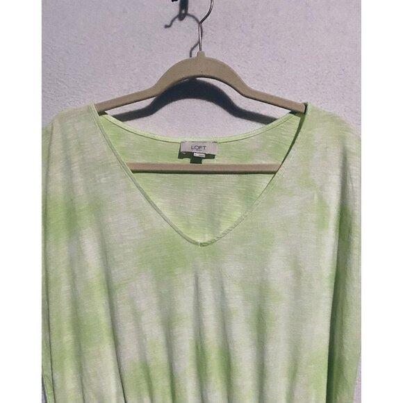 Loft Dress Womens Large Tie Dye V Neck Tassel Drawstring Waist Fringe Hem Boho - Picture 3 of 6